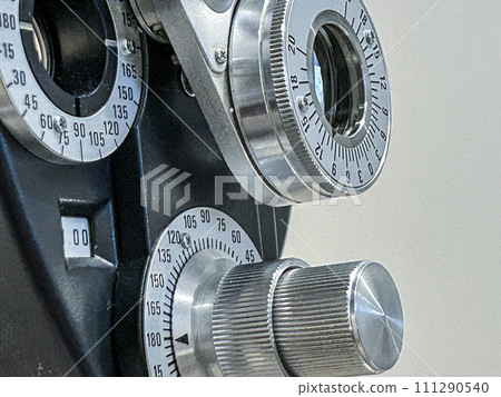 Phoropter or ophthalmoscope equipment macro. 111290540
