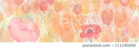 鬱金香與海葵花園水彩插圖 鬱金香與海葵花園水彩插圖 111290880