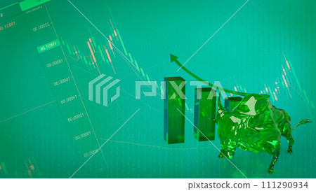 The Bull 3d figure for Business or positive sentiment often encourages buying. 111290934