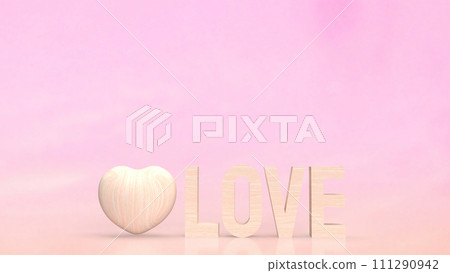 The Love and heart wood for valentines concept 3d rendering. 111290942