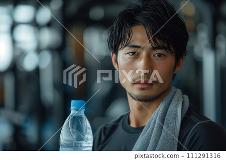 AI 生成的一名男子在健身房揮汗如雨的圖像 AI 生成的一名男子在健身房揮汗如雨的圖像 111291316