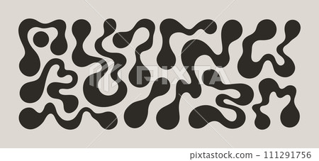 Blob Organic Shapes Set. Abstract Irregular Liquid Elements. Vector Acid Splash in Trendy Minimalist Style 111291756