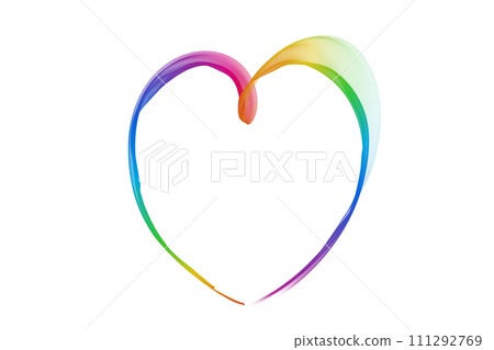 Rainbow heart line white background Rainbow heart line white background 111292769