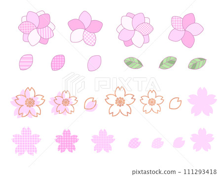 Pop and cute peach and cherry icon material set 111293418