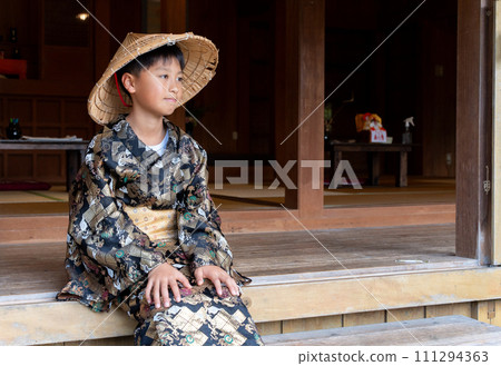 Japanese boy wearing Okinawan national costume Stock Photo 111294363 PIXTA