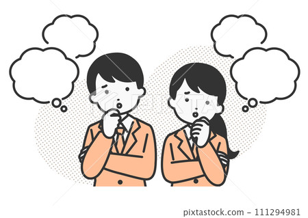 Illustration material of a student with a worried or anxious expression Illustration material of a student with a worried or anxious expression 111294981