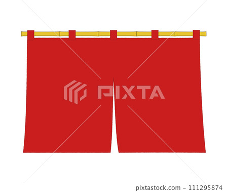 純紅色門簾向量圖 111295874