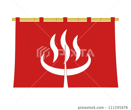 紅溫泉簾向量圖 111295876