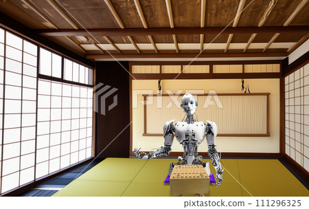 Robot playing shogi Shogi AI generated image AI artificial intelligence machine intelligence game android 111296325