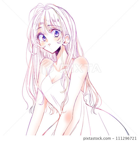Long hair sexy woman line drawing Long hair sexy woman line drawing 111296721