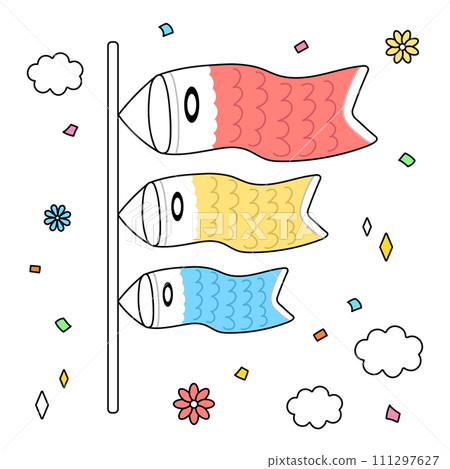Illustration material of carp streamer 111297627