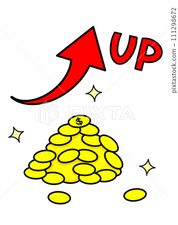 向上箭頭和硬幣 111298672