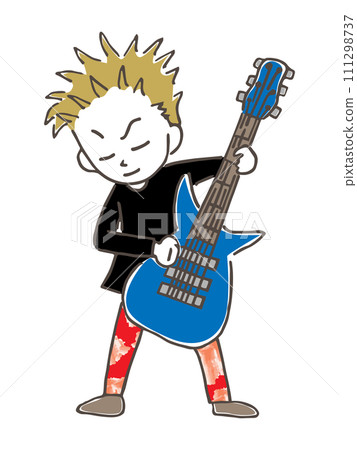 彈奏樂器吉他的年輕男性音樂家 111298737