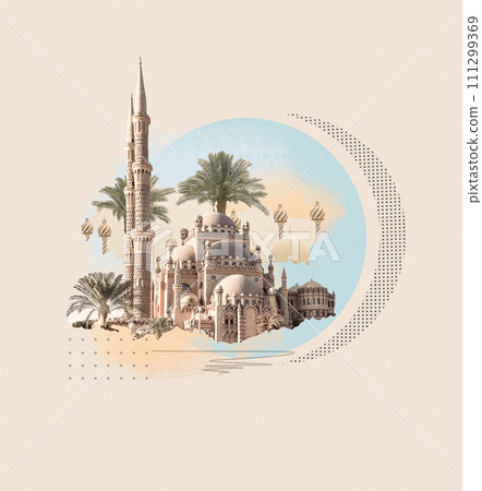 Collage about Sharm El Sheikh, Egypt with Mosque 111299369