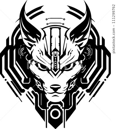 Modern strict logo template of abstract cat or sphinx head. Vector illustration of cat or sphinx for print, poster or logo 111299762