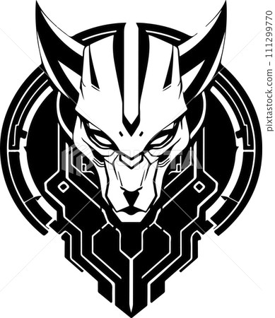 Modern strict logo template of abstract cat or sphinx head. Vector illustration of cat or sphinx for print, poster or logo 111299770