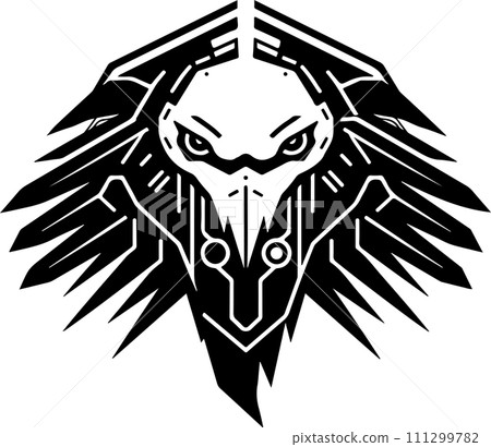 Modern strict logo template of abstract hawk, eagle shape with wings. Vector illustration of eagle for print, poster or logo Modern strict logo template of abstract hawk, eagle shape with wings. Vector illustration of eagle for print, poster or logo 111299782