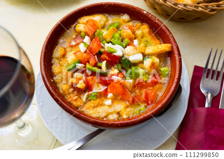 Just cooked cojondongo served in bowl Just cooked cojondongo served in bowl 111299850