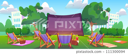 Open air cinema in summer city park 111300094