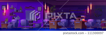 Empty dark beauty salon interior at night 111300097