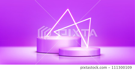 Round podiums on purple background 111300109