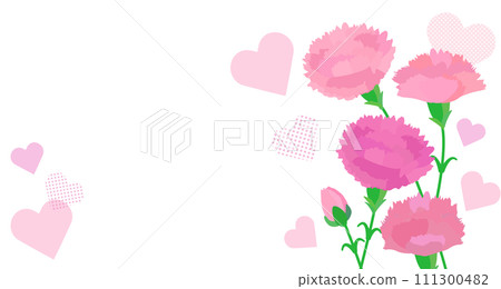 Vector background image of pink carnations and hearts that can be used for Mother's Day 111300482