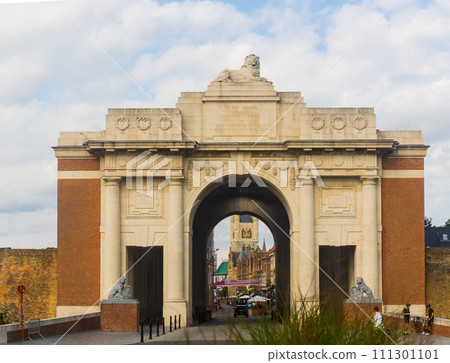 View at Menin Gate Monument (World War Memorial) in Ypres, Belgium 111301101