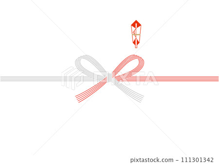 Five red and white Mizuhiki knot-cuts (bow knot) Noshi paper 111301342