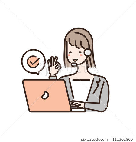 Illustration of a business person receiving consultation online 111301809
