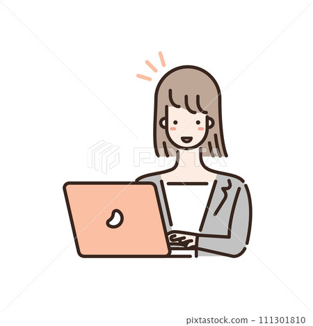 Illustration of a business person using a computer Illustration of a business person using a computer 111301810