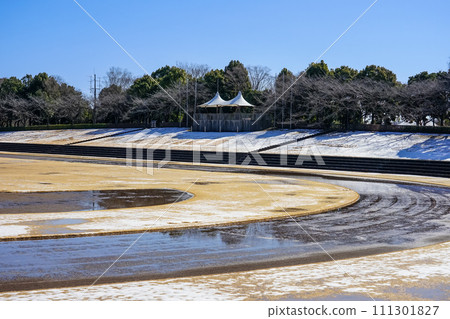 晴天的稻城中央公園,大地被雪覆蓋(東京都稻城市) 晴天的稻城中央公園,大地被雪覆蓋(東京都稻城市) 111301827