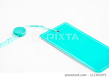 Blue luggage label, copy space. Price tag, gift tag, sale tag, address label 111301973