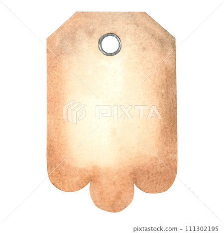 Rectangular craft paper tag on. Hand drawn watercolor illustration of vintage trade label isolated on background. Sketch of beige blank kraft label tags for sale. For price tags, notes, cards Rectangular craft paper tag on. Hand drawn watercolor illustration of vintage trade label isolated on background. Sketch of beige blank kraft label tags for sale. For price tags, notes, cards 111302195