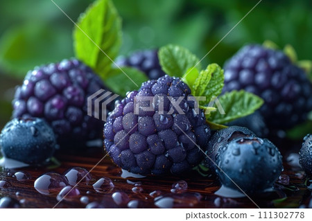berry background wet blackberry berry background wet blackberry 111302778