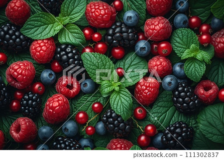 berry background from assorted berries 111302837