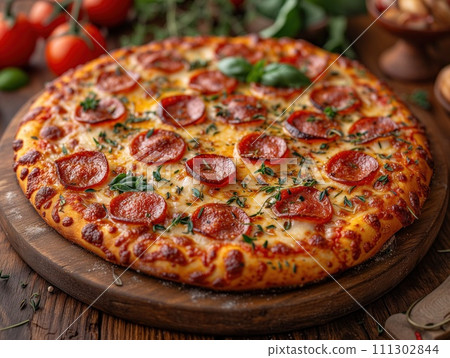 fresh pizza close up 111302844