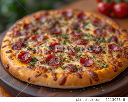 fresh pizza close up 111302846