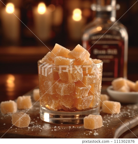 marmalade cubes in a glass marmalade cubes in a glass 111302876