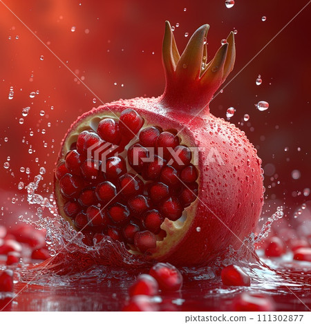pomegranate in splashes of water pomegranate in splashes of water 111302877