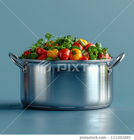 pan with fresh vegetables closeup pan with fresh vegetables closeup 111302885