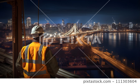 double exposure of industrial factory double exposure of industrial factory 111303604