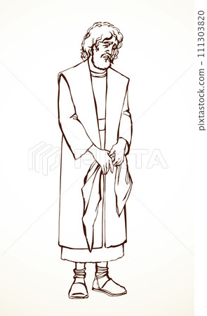 Vector drawing. Upset old man 111303820