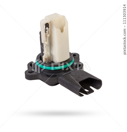 Mass air flow sensor isolated on white background. Auto service industry. Spare parts catalog Auto service industry. Spare parts catalog. Mass air flow sensor isolated on white background. Auto service industry. Spare parts catalog Auto service industry. Spare parts catalog. 111303914