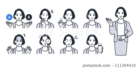 Simple vector icon illustration set material of female manager 111304410