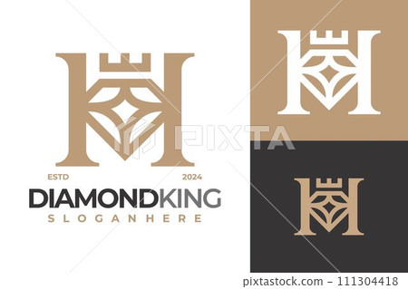 Letter H Diamond King Logo Design Vector Template Letter H Diamond King Logo Design Vector Template 111304418