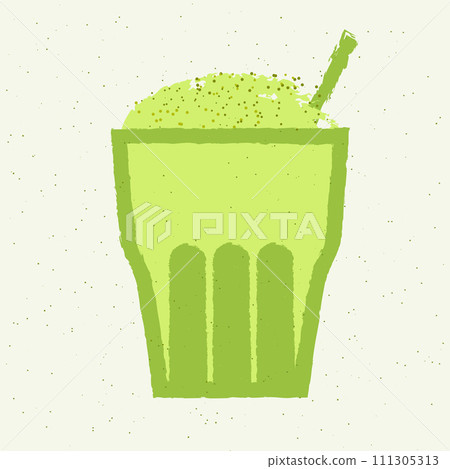 Green cocktail tumbler glass. Matcha tea. Alcohol drink for bar. Vector with texture Green cocktail tumbler glass. Matcha tea. Alcohol drink for bar. Vector with texture 111305313