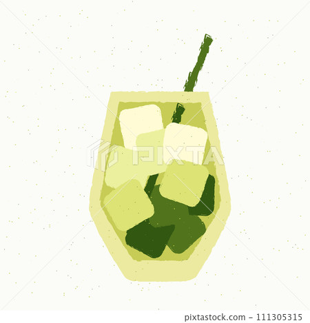 Green cocktail with mint. Alcohol drink for bar. Flat vector illustration. Tequila 111305315
