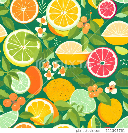 seamless pattern with citrus fruits 111305761