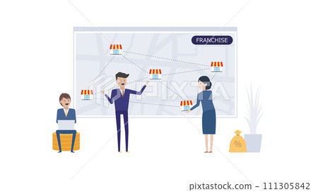 Business team planning multi-store franchise expansion Business team planning multi-store franchise expansion 111305842