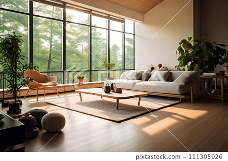 房間很大,有現代日式窗戶。 房間很大,有現代日式窗戶。 111305926